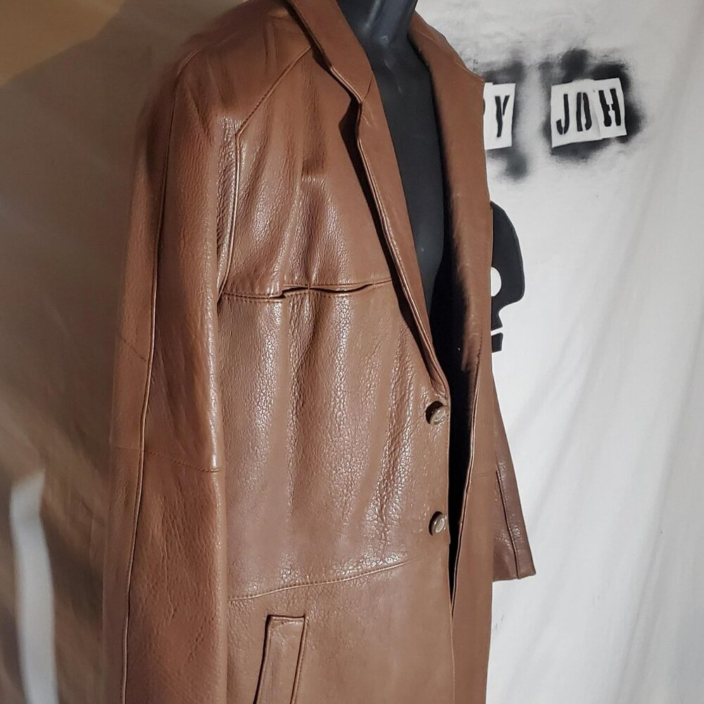 Brown Leather Blazer - Missing Label - image 4